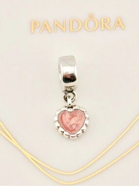 Authentic Pandora Young Love Pink Heart Dangle Charm Sterling Silver 925 Retired